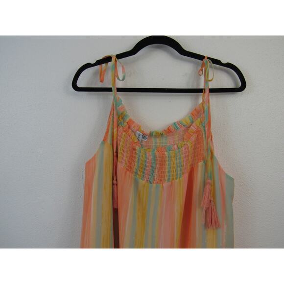 Grace + Karma Maxi Dress Size XL Smocked Striped Colorful Tassel Boho Festival - Picture 5 of 7